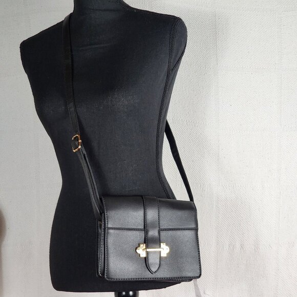 Cruise Club Handbags - Cruise Club Dark Navy PVC Poly Gold Hardware Baby Satchel Clasp Cross Body Purse